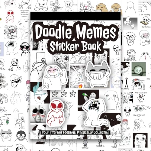 PRSTINCOL Meme Sticker Book 36 Sheets 460+ Pcs Black and White Funny Meme Stickers for Adults and Teens Die Cut Vinyl Stickers for Journaling Scrapbooking DIY