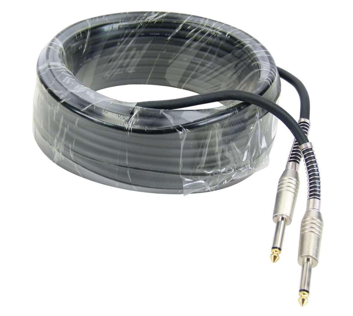Paccs 1 x 15 m Lautsprecherkabel 6,3 mm Klinke Mono Male TS auf 6,3 mm Klinke Mono TS Male mit Ganzmetall Stecker, vergoldete Spitze, PA Boxenkabel Speaker Kabel 2 x 1.5mm²