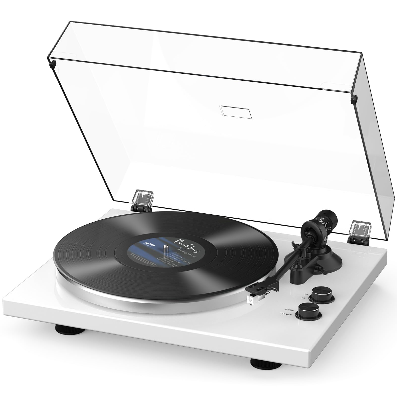 Retrolife® Vinyl Record Players Turntables with BT Wireless Out,Piano White