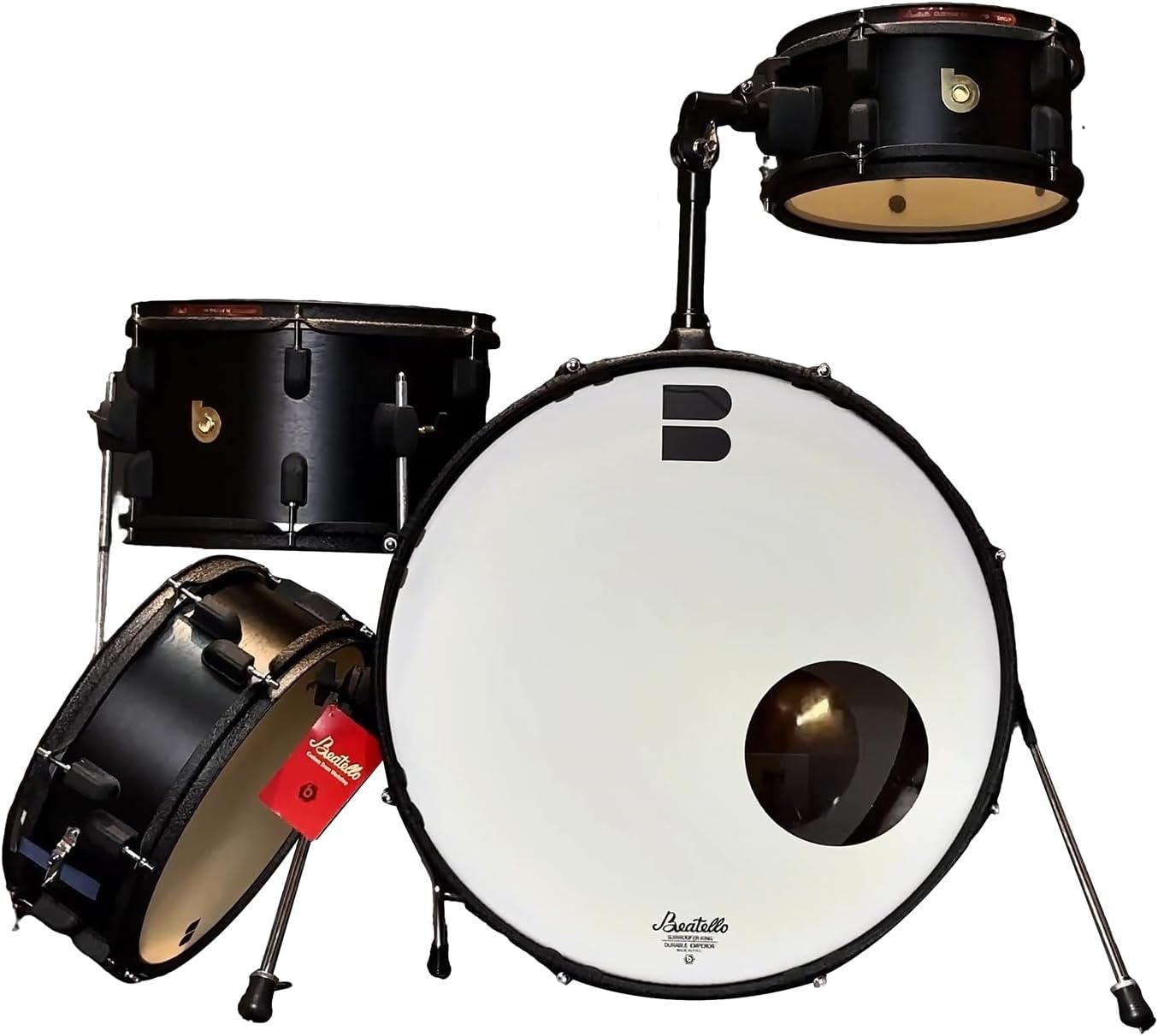 Club 420 Drum Set, Compact 4-Piece Portable Durm Set with 20'' Bass Drum, Professional Space-Saving Acoustic Kit for Gigs, Practice & Small Venues (Black)