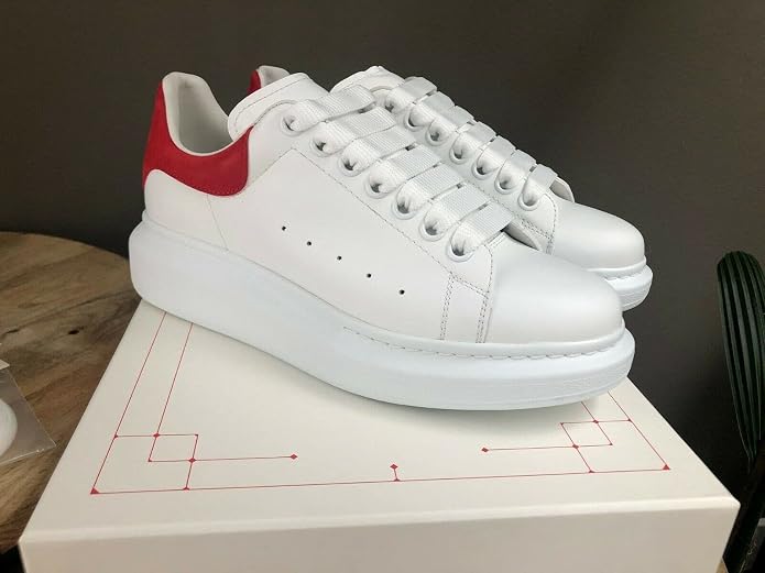 Amazon.com: Alexander McQueen Zapatillas de cuero blanco y rojo 45MM para  hombre, Multicolor, 8 : Ropa, Zapatos y Joyería