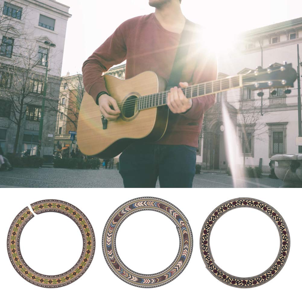 Nutriess Guitar Sound Hole Inlay Acoustic Guitars Musical Instrument Accessories 3Pcs Classical Design Enhances Aesthetic Appeal for Musicians and Performers