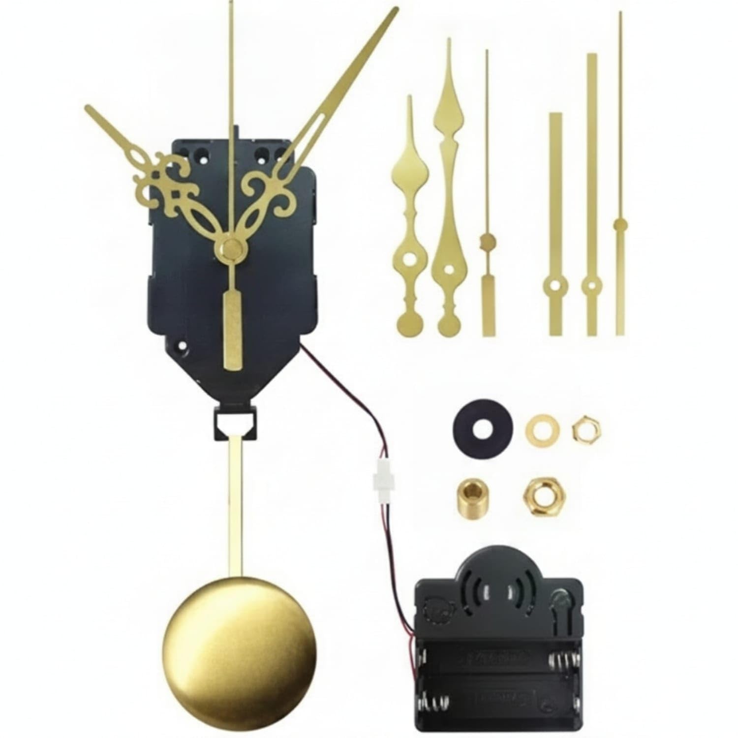 DIY Quartz Clock Movement with Pendulum Battery-Operated Pendulum Clock Movement Kit for Hobbyists, Clockmakers, Set Gold-picture-22