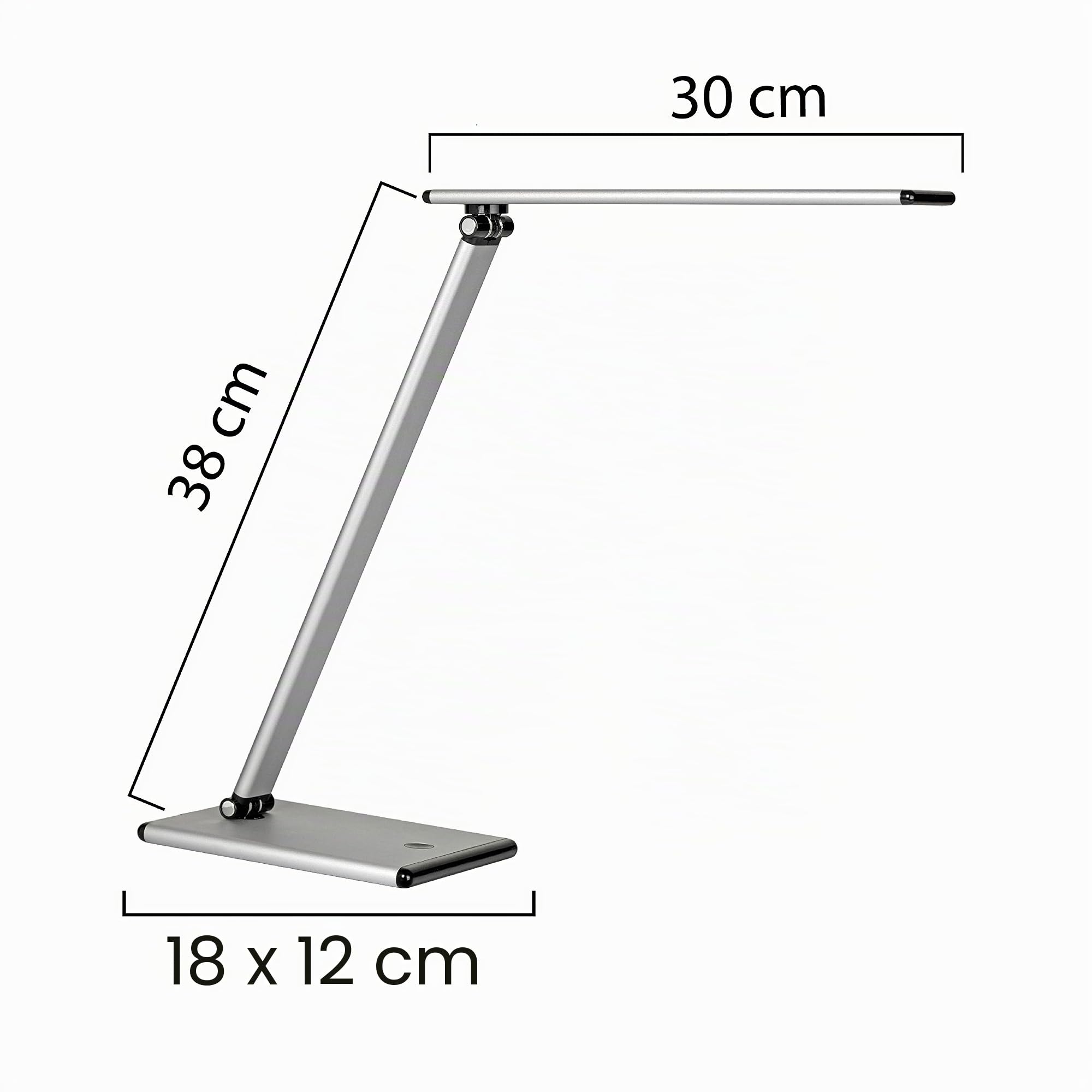 Unilux 400077409 Lampada Terra da Tavolo a LED 8.3 W, 4 Livelli Dimmerabili di Luminosità con Controllo Touch, Moderna, per Cameretta, Scrivanie, Ufficio, Casa, Colore Grigio Metallizzato