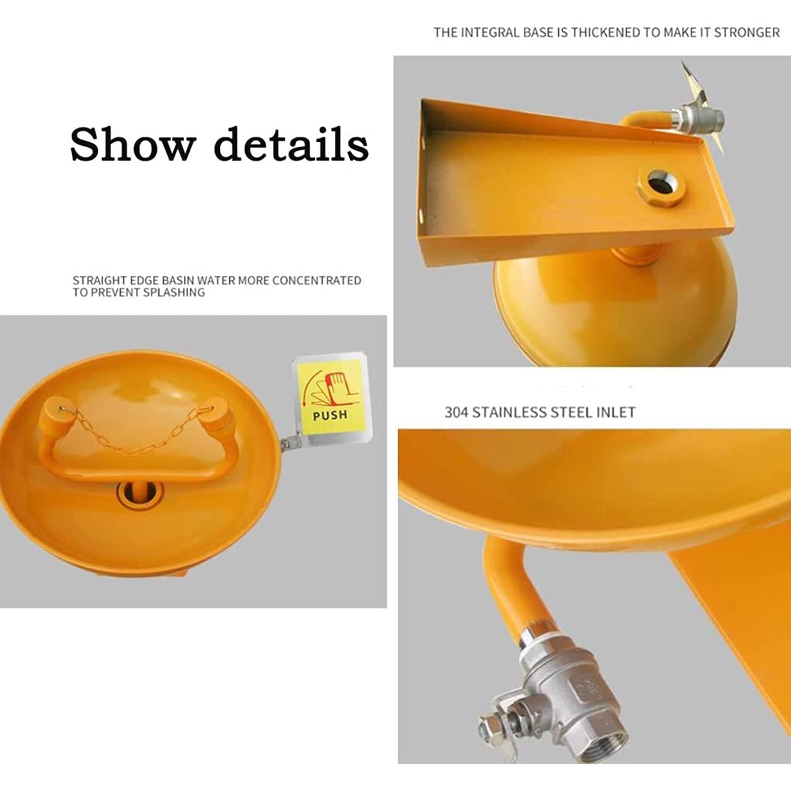 Lavaocchi A Parete Acciaio Inossidabile 304 Ciotola Emergenza Doppio Ugello 275x260mm