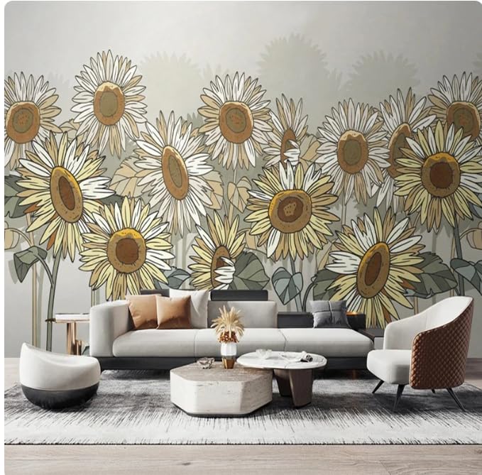 Papier peint 3D grand format floral pour réveiller les murs du salon