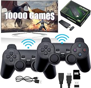 Gobesty Retro Game Console, Plug-Play Video Game Sticks with Dual 2.4G Wireless Controllers, HDMI Video Game Console with 64GB Built-in Card 10000+ Games, Support 4K HD Output, Gifts for Adults