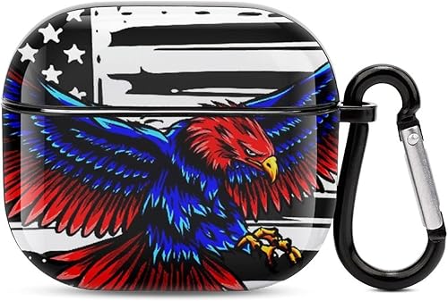 Funda protectora para auriculares con diseño de águila calva con bandera estadounidense de Estados Unidos, compatible con Airpods 3, regalo