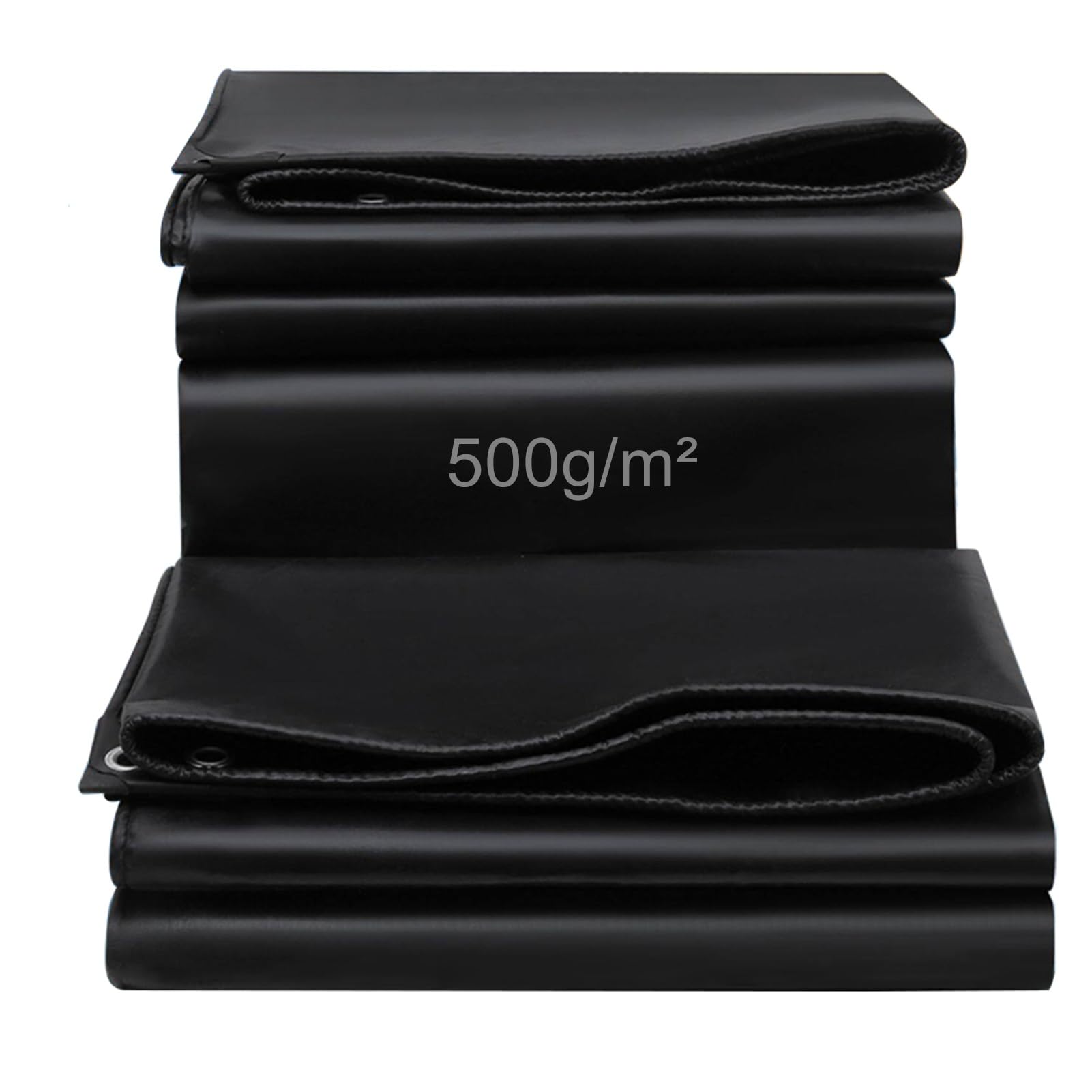 Multipurpose Heavy Duty Black Tarp 500g/㎡ - Waterproof UV Resistant Poly Tarp Sheet with Reinforced Edges for Cars & Pools(4x5m(13.1ftx16.4ft))