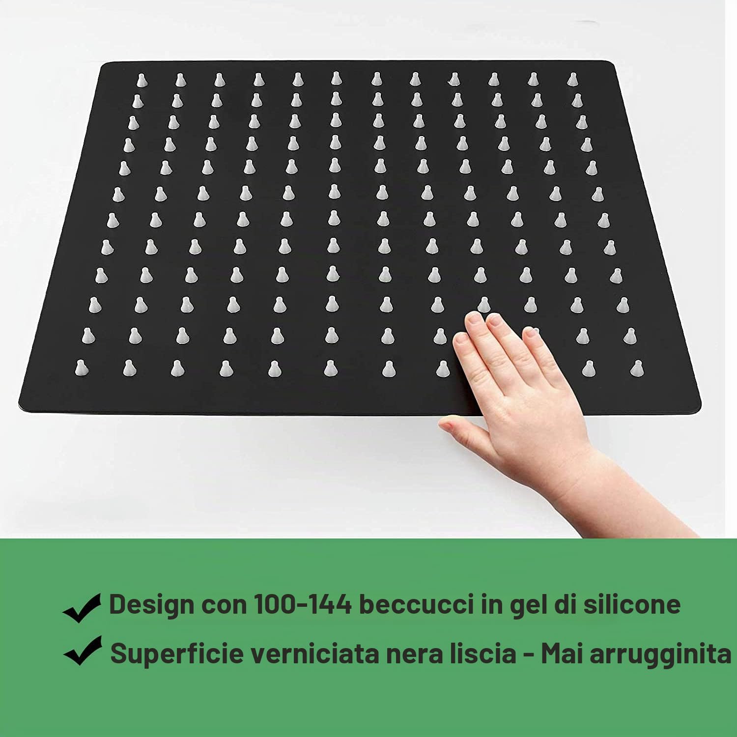 Drenky Soffione Doccia Quadrato 12 Pollici in Acciaio Inossidabile Nero - Alta Pressione, Cascata, Regolabile a 360 Gradi, Anticalcare