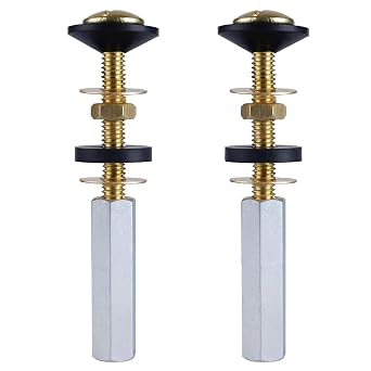 2 Pack Universal Toilet Tank to Bowl Bolt Kits, antfees Heavy Duty Toilet Seat Bolts Replacement Kit with Long Nuts Rubber Washers, Easy to Install