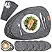 Produktbild Tischsets Abwaschbar Platzsets aus Filz 18er Set,Abwischbar Tischsets Oval, Hitzebeständig rutschfest Waschbare Platzdeckchen mit 6 Untersetzer,6 BestecksäCken für Küche, Speisetisch,42x32cm,Anthrazit