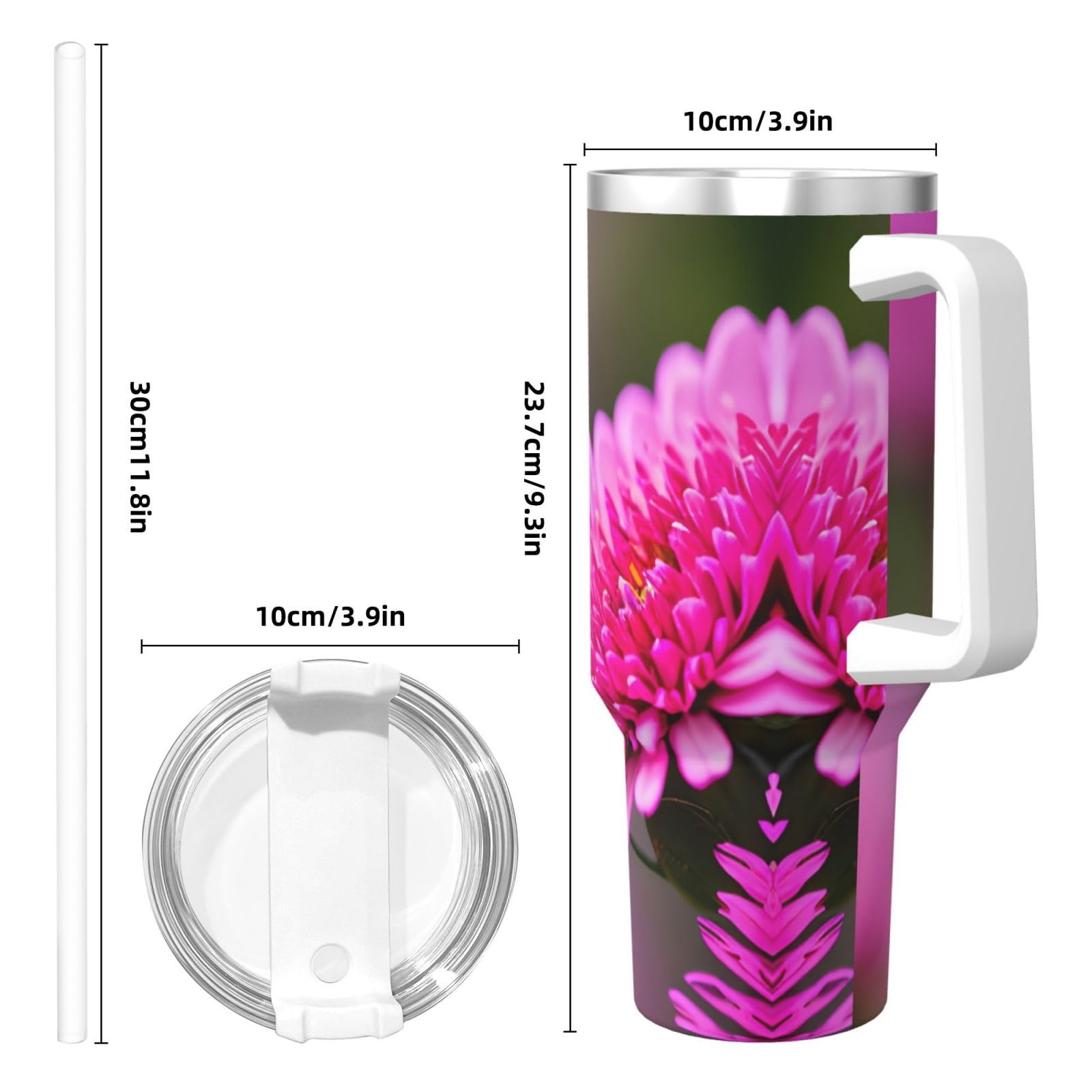 Bee Flying 1 Wasserflasche aus Edelstahl, doppelwandig, isoliert, mit Griff und Strohhalm-Deckel, 1,2 l