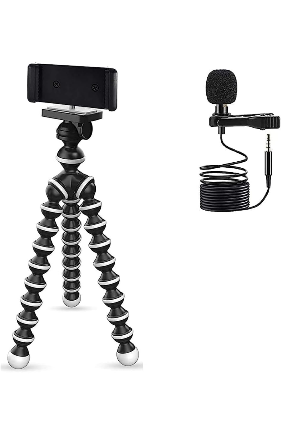 WR Tripod/Mini (13 Inch) Tripod for Mobile Phone with Phone Mount Flexible Gorilla Stand for DSLR & Action Cameras with Professional Collar Mic for YouTube Grade Lavalier Microphone Combo Offer.