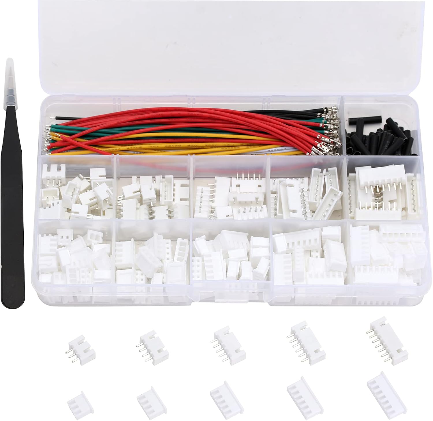 INJORA JST 2.54mm XH Connector Kit, 2/3/4/5/6/7 Pin Housing