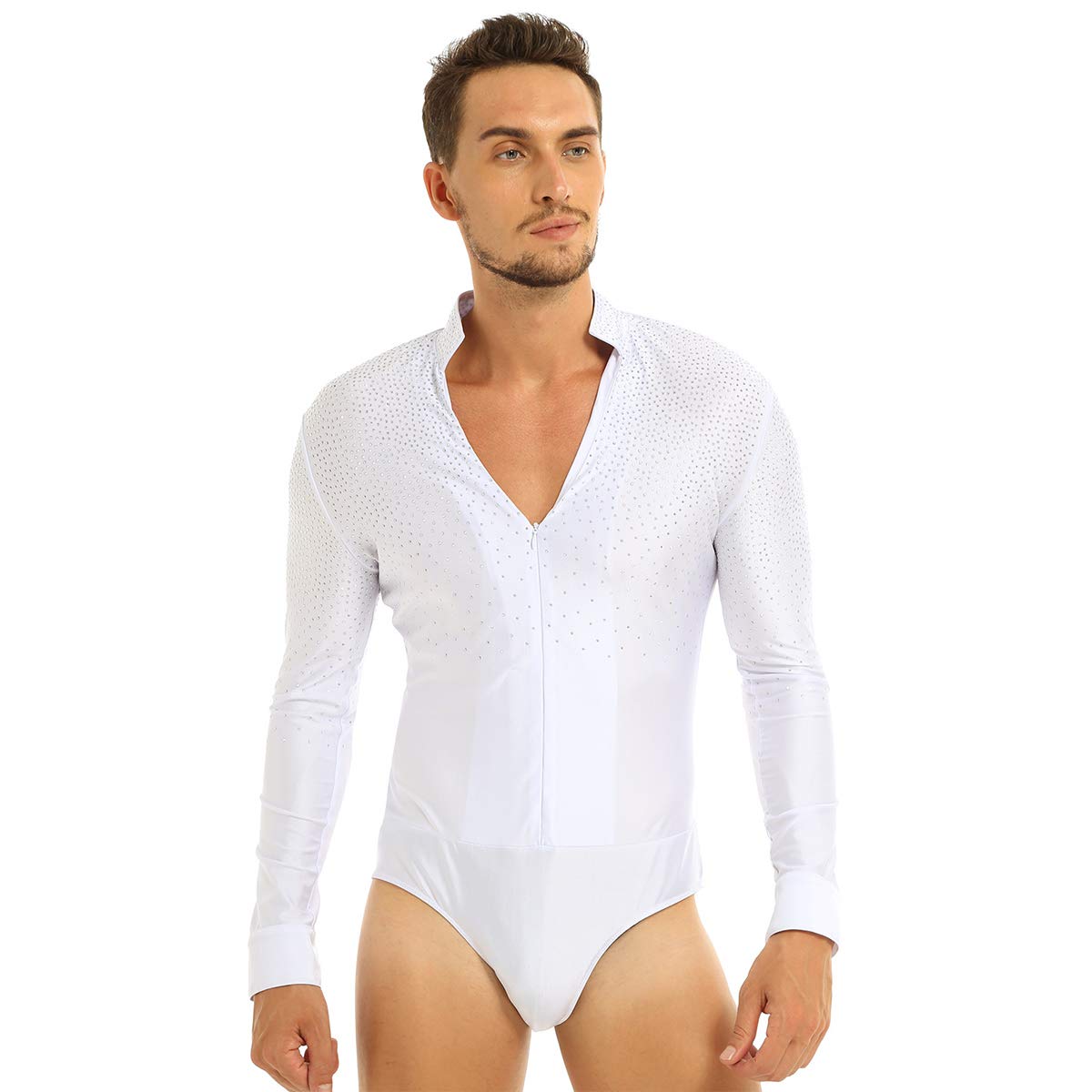 Justaucorps Homme Strass – Léotard Longue Manches Pour Danse Classique, Ballet & Patinage Artistique