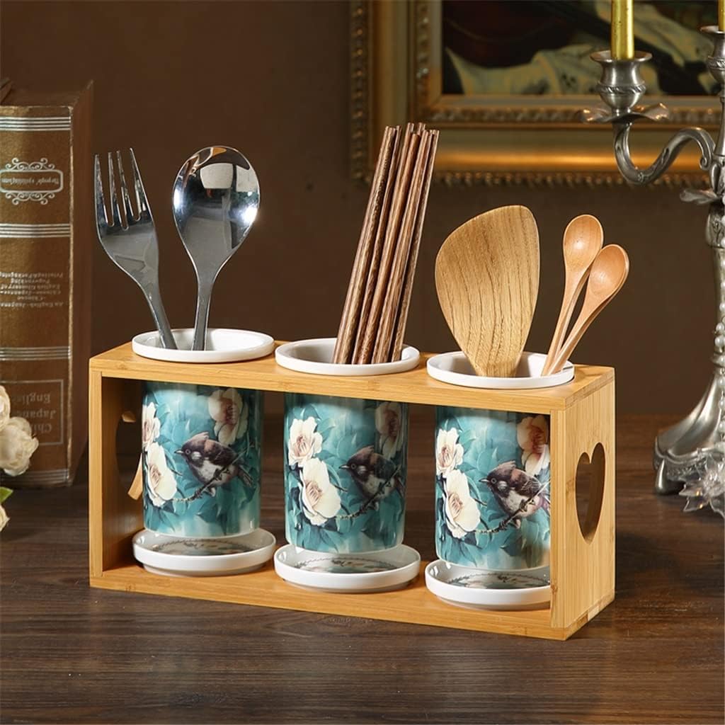 Household Ceramic Chopsticks Holder Knife Holder Integrated Multifunctional European Kitchen Supplies Rack (Color : A, Size : Style 2) (A Style 2)