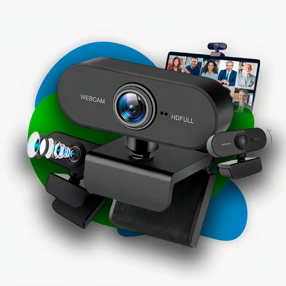 Webcam Full HD 1080p com Microfone Integrado | Foco Automático Inteligente | USB Plug & Play | Câmera para PC e Notebook | Ideal para Home Office, Aulas Online, Streaming e Videoconferência Premium
