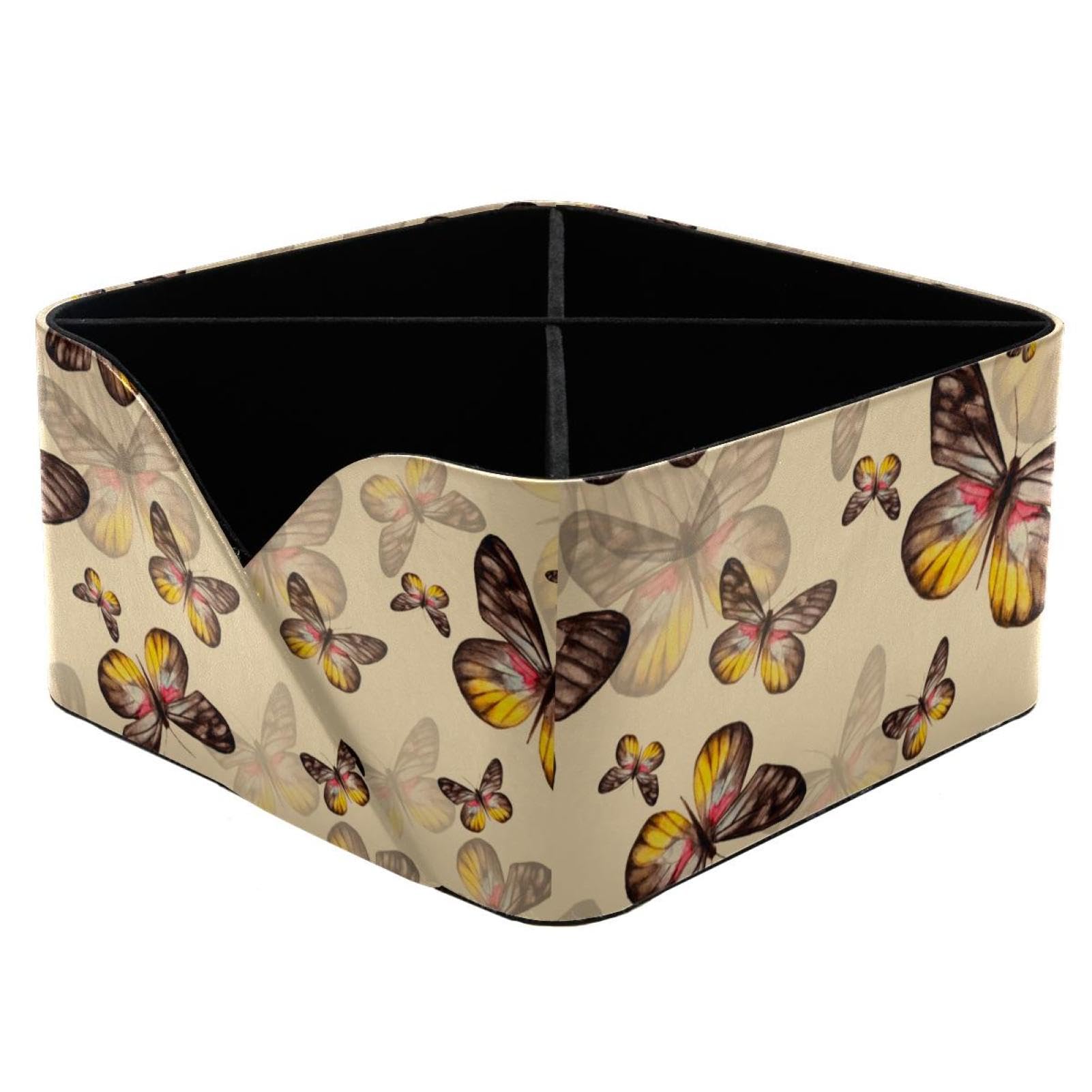 Organiseur de bureau papillon avec 4 compartiments et porte-crayons en plastique blanc aquarelle