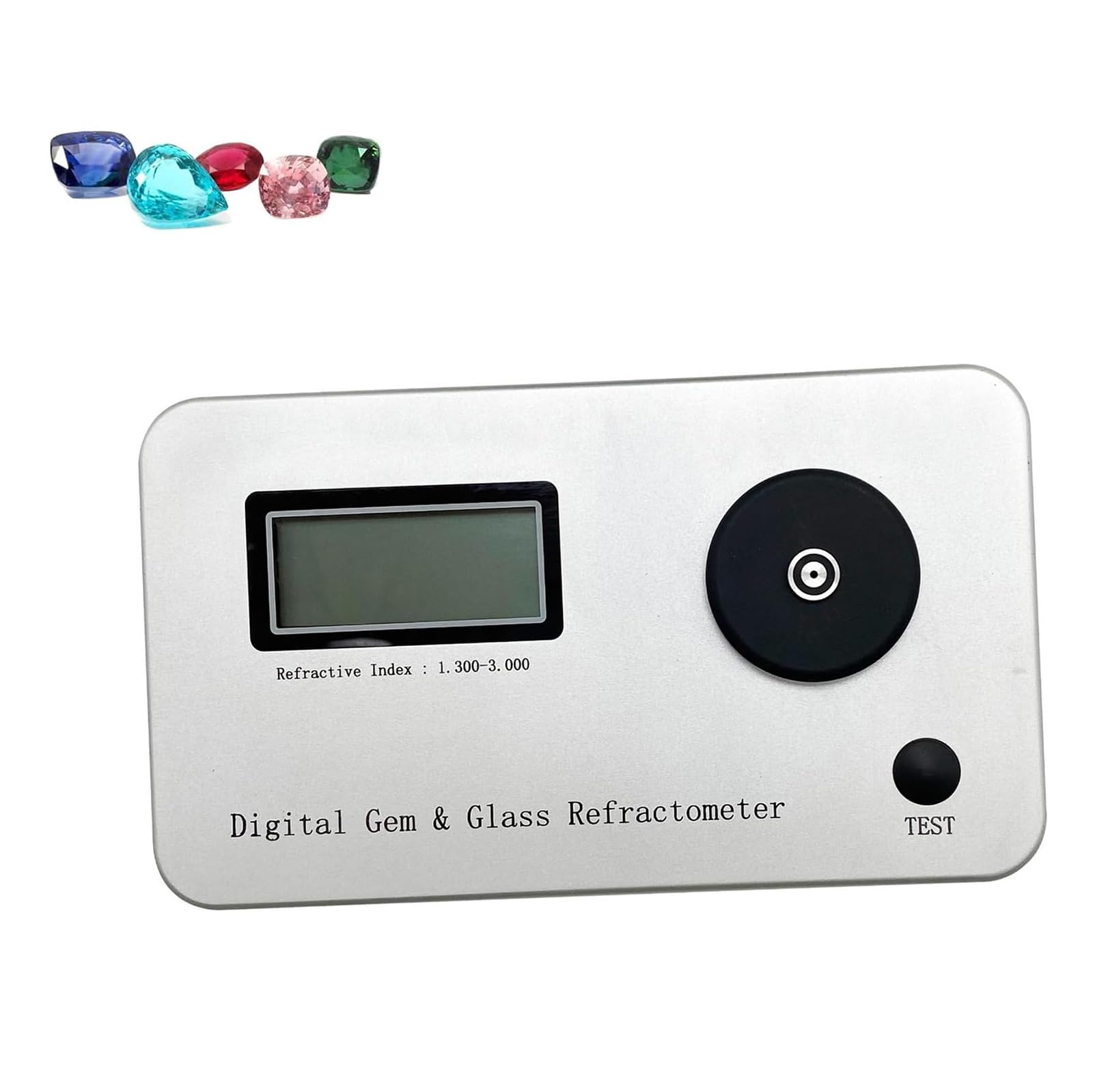 Refractómetro portátil de piedras preciosas con retroiluminación LCD grande, precisión de 0.001, índice de refracción 1.300-3.000, error ± 0.005 para una identificación rápida de joyas