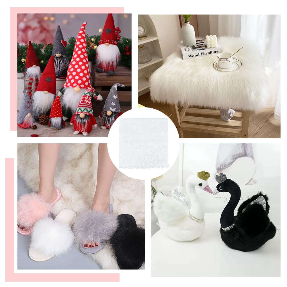 BENECREAT Tissu Fausse Fourrure Beige 40x40cm, Tissu De Fourrure Artisanal Prédécoupé En Peluche Douce Shaggy Squares Pour Costumes, Tapis, Oreillers, Couture, Décorations