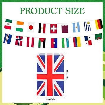 World Football 2026 Flags Bunting, World Flag Bunting for Worlds Football Party Decorations 2026, Footballs 2026 Party Decorations, Double Sides Flags Buntings for Restaurant Bar Club Garden Decor