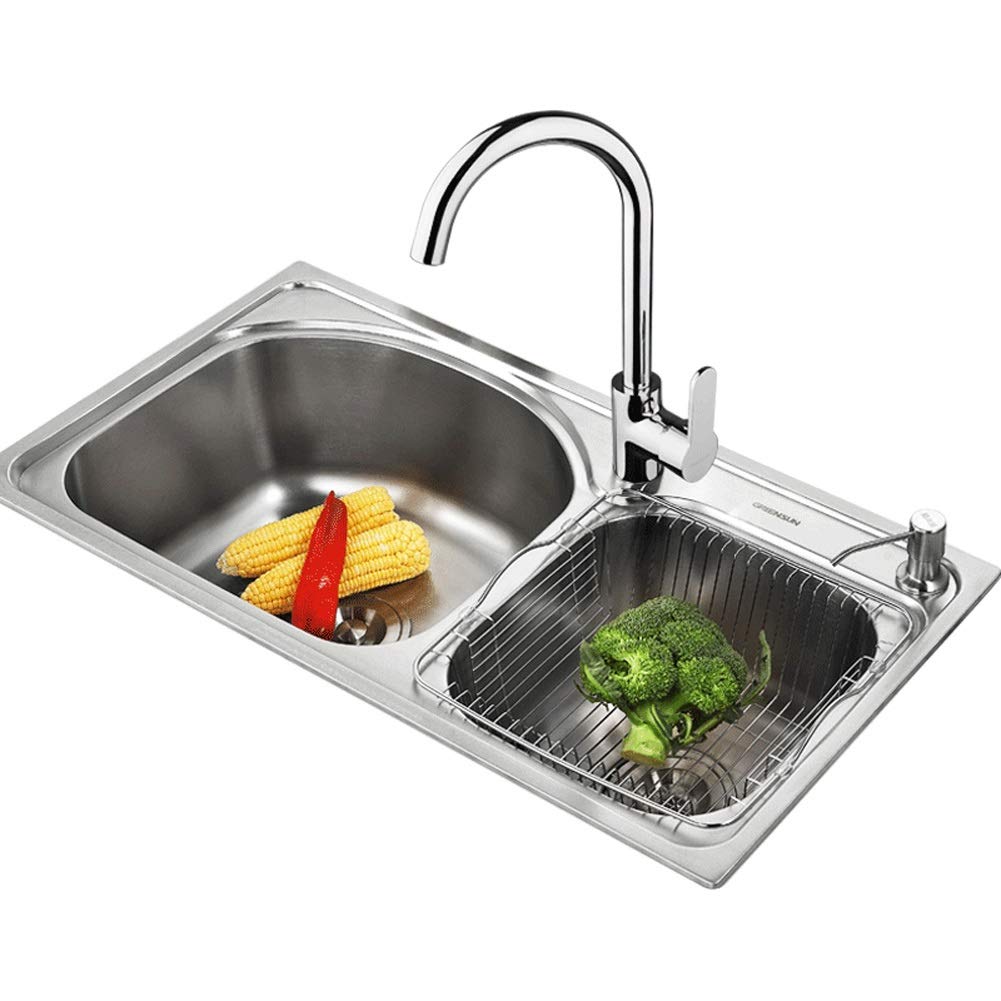 Évier de cuisine double cuve acier inoxydable plomberie évacuation incluse