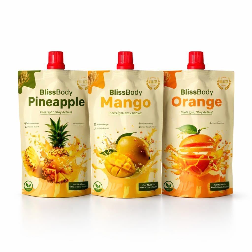 Blissbody – India’s First Sugar-Free Millet Drink | Gut-Friendly & Diabetic Safe | Pineapple 200ml x 24 Pack-image-19