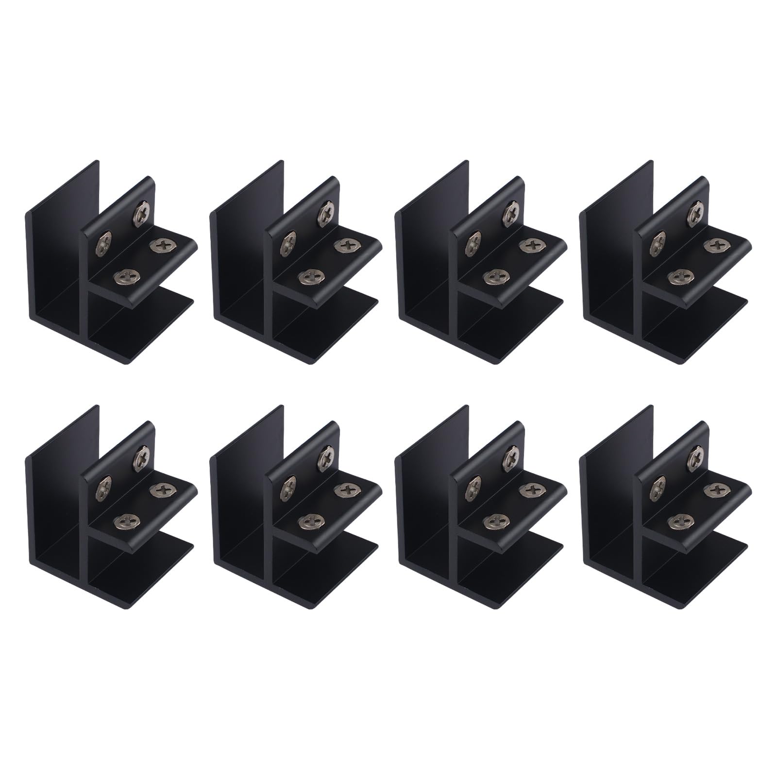 INCREWAY 8PCS Adjustable Glass Clips Kit 90 Degrees Adjustable Black Square Glass Shelf Bracket Holder Bracket Clamp for Glass Fence Panel, Showcase, Wine Cabinet (18-20mm) — image 1
