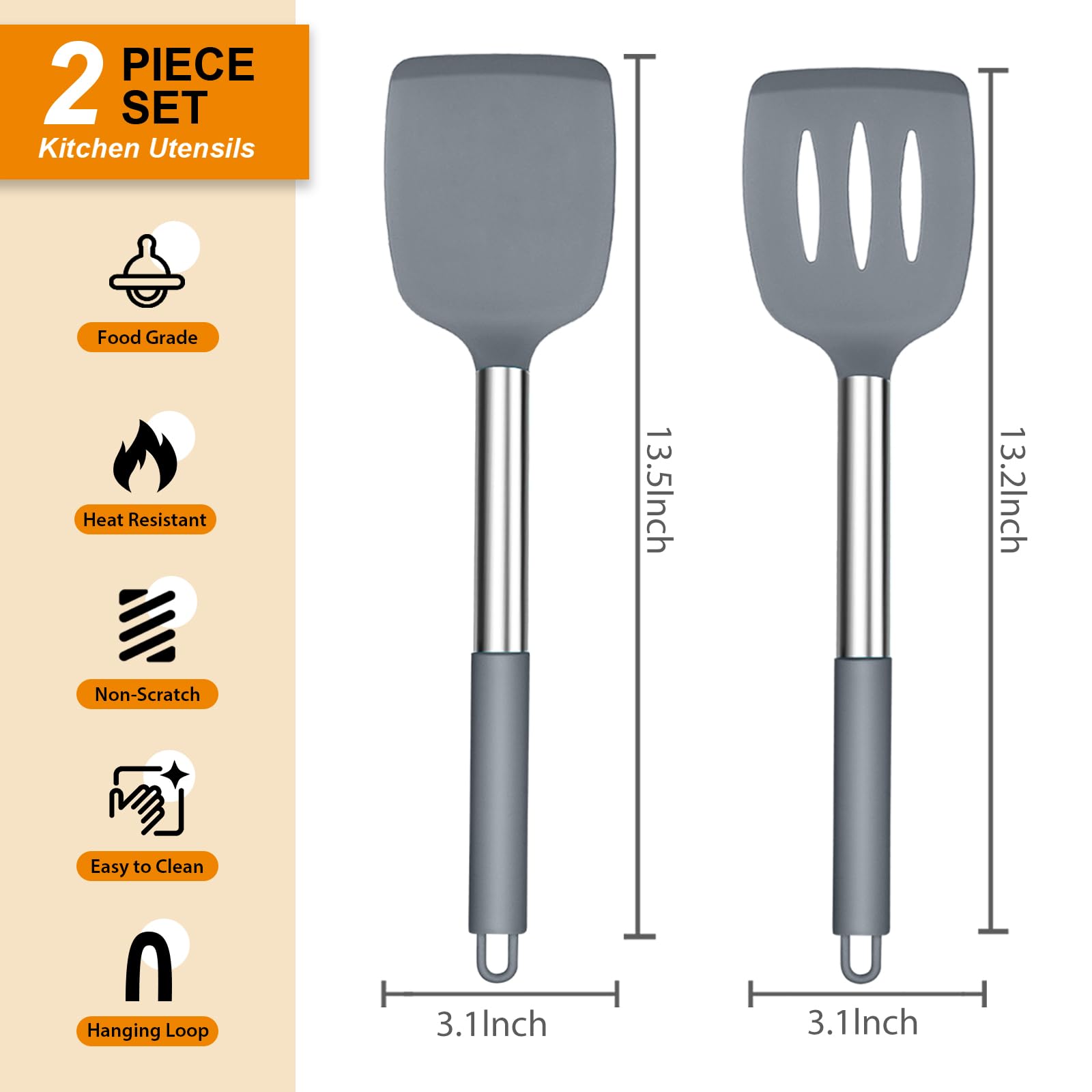 Lot De 2 Spatules Silicone Sans BPA - Résistantes à 230°C Pour Cuisine Antiadhésive
