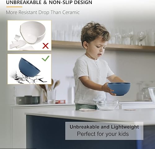 Miniatura 5 de PYRMONT Tazones de sopa de plástico de 26 onzas, juego de 8 cuencos irrompibles para niños, aptos para lavavajillas y microondas, sin BPA