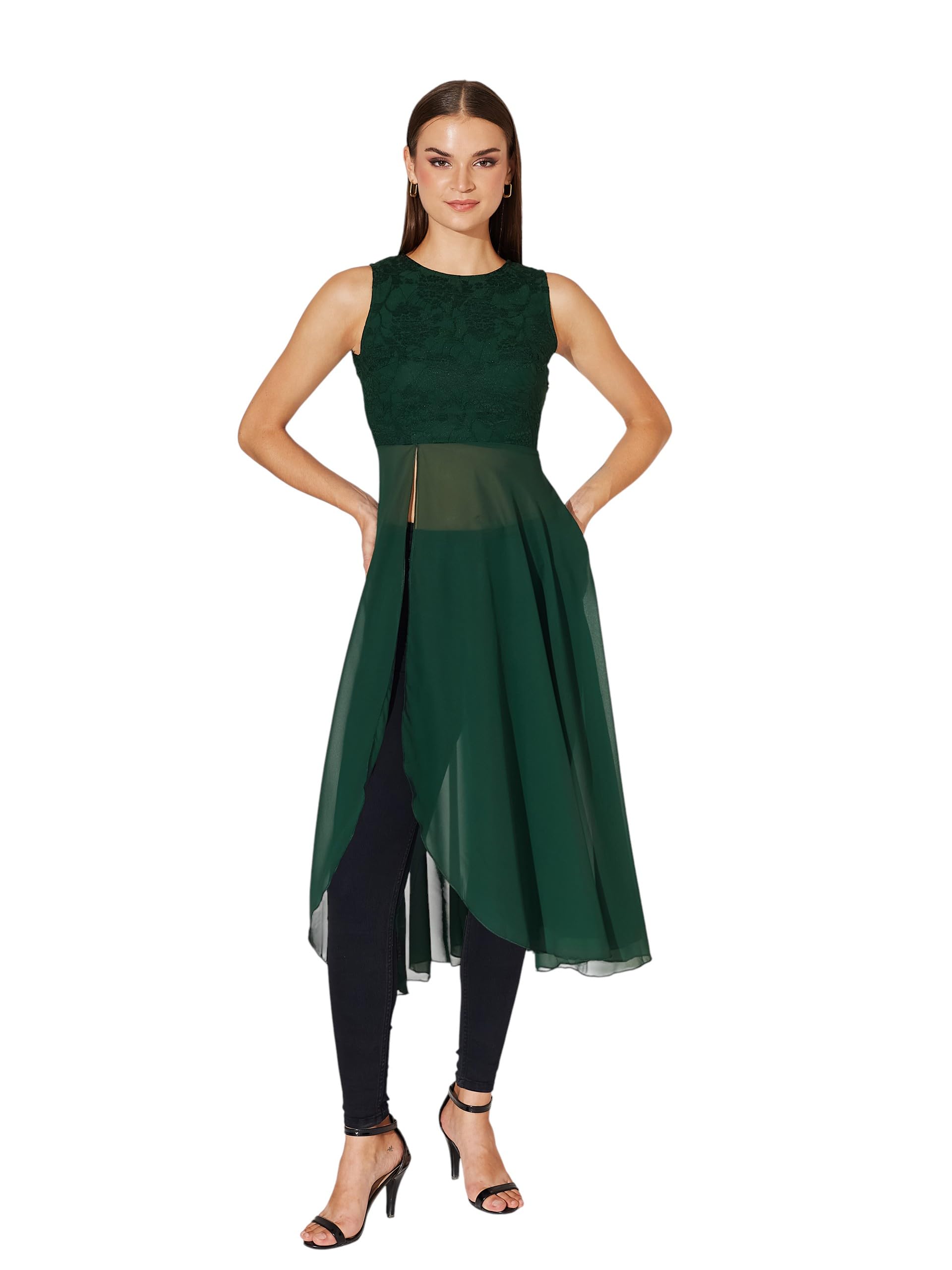 miss chase Women'sRound Neck Sleeveless Lace Overlaid Maxi Top-picture-44