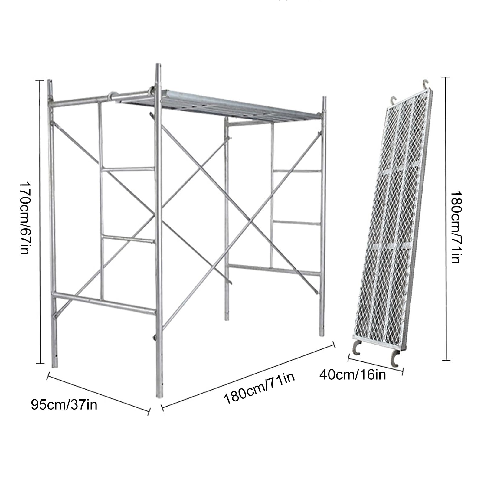 Andamios portátiles, Plataforma móvil para Andamios, Torre de Andamios Ajustable de 1,8 Metros de Altura, para escaleras domésticas, techos y almacenes, Capacidad de Carga de 227 kg, multius