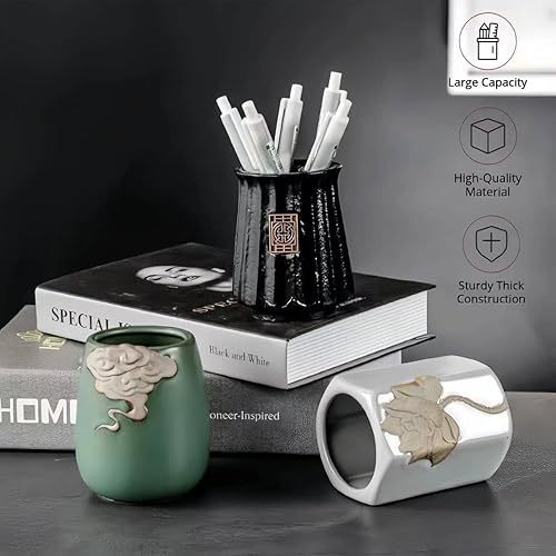 Miniatura 2 de Soporte estético retro de bambú para escritorio, suministros de oficina clásicos, decoración de cubículos, accesorios de espacio de trabajo,