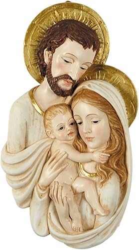Holy Family Resin Christmas Wall Plaque Sculpture, 7 1/2 Inches