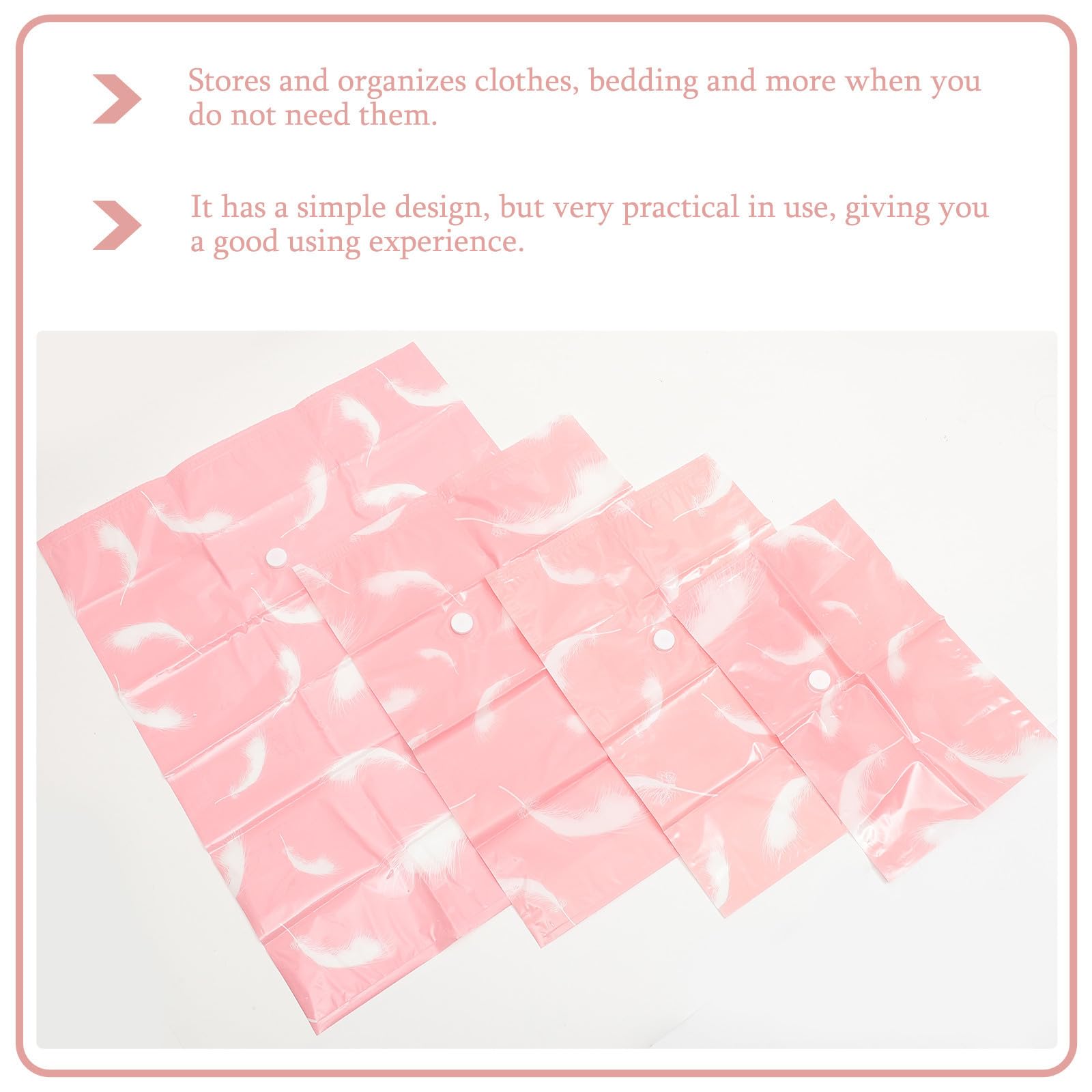 Bolsa de Compresión al Vacío Fácil de Transportar para Edredones y Ropa Color Rosa Material Pa Pe y Adecuado para Organizar el Hogar Set