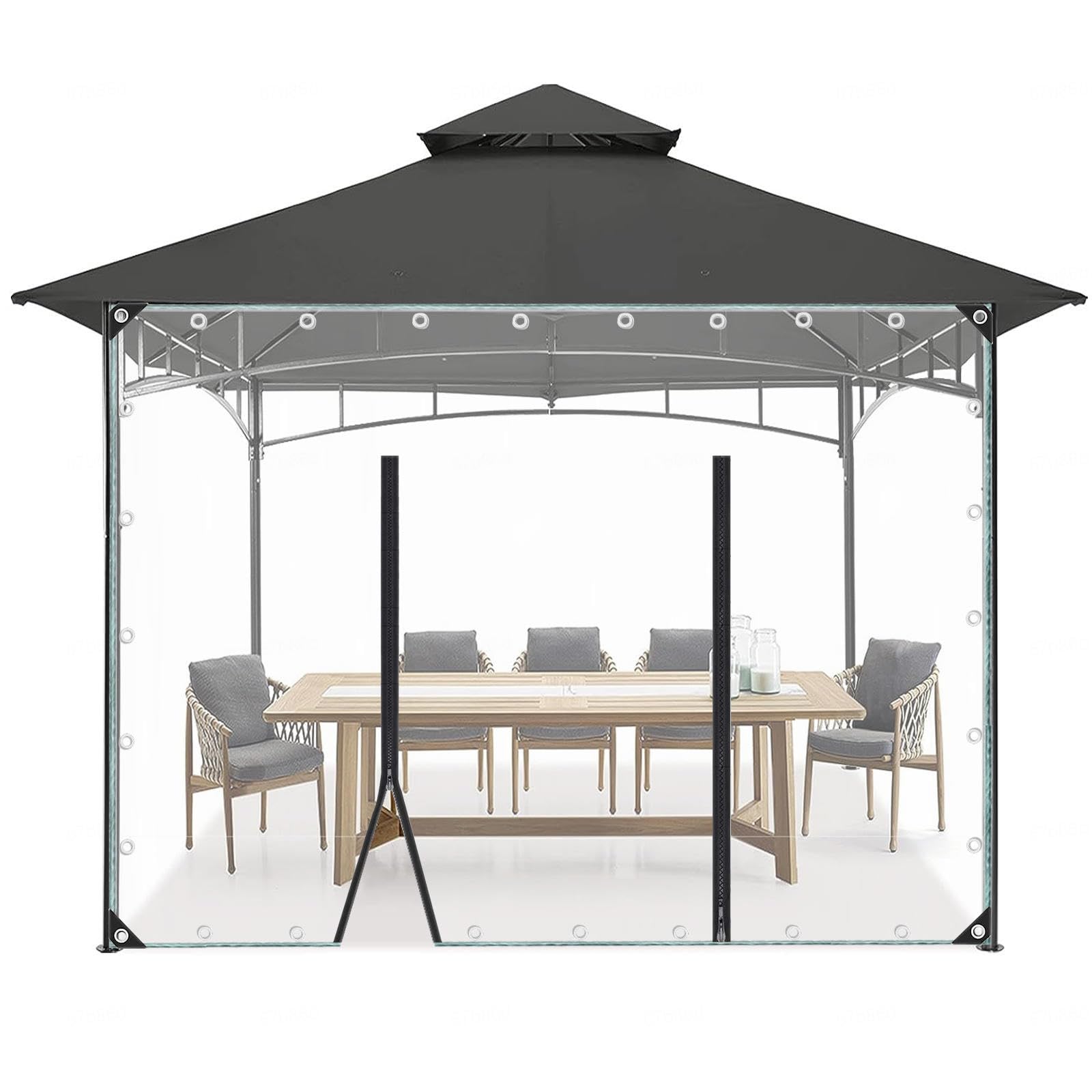 Duidelijk Waterdicht Dekzeil Met Ritssluiting,Pvc Zeildoek Zijpanelen Transparant Zeil Oogjes 0 3mm Plantaardige Bescherming Regen Gordijnen Verdikken Regenbestendige Wxh 1 9x2 2m 6 2x7 2ft 1981246283