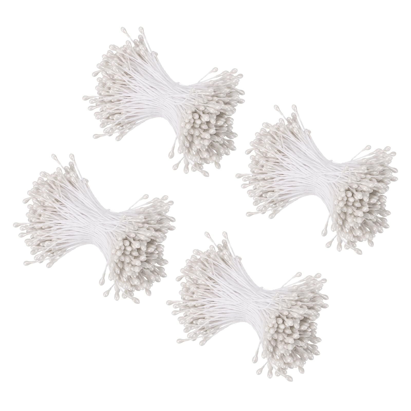 sourcing map 3mm Double Head Flower Stamen 960 Pcs Bright Artificial Floral Stamens Pistil for Christmas Wedding Flowers Making Scrapbook Decoration DIY Crafts, White