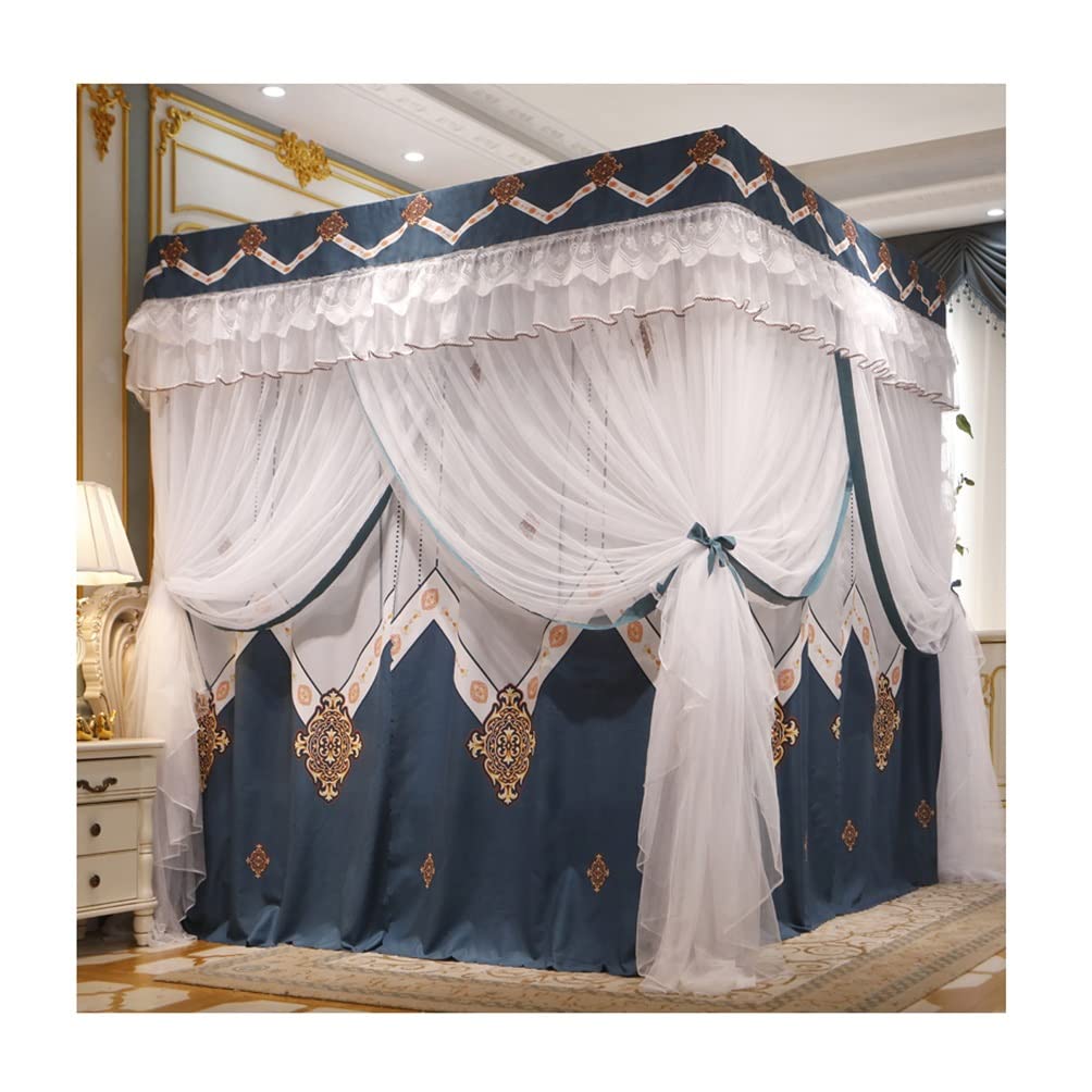 GJMSSMY Court Style Bed Canopy For Twin Queen King, Easy Install Dustproof Blackout Bed Curtain Mosquito Net Bedroom Decor (Color : E, Size : 180X220cm/71X87in)
