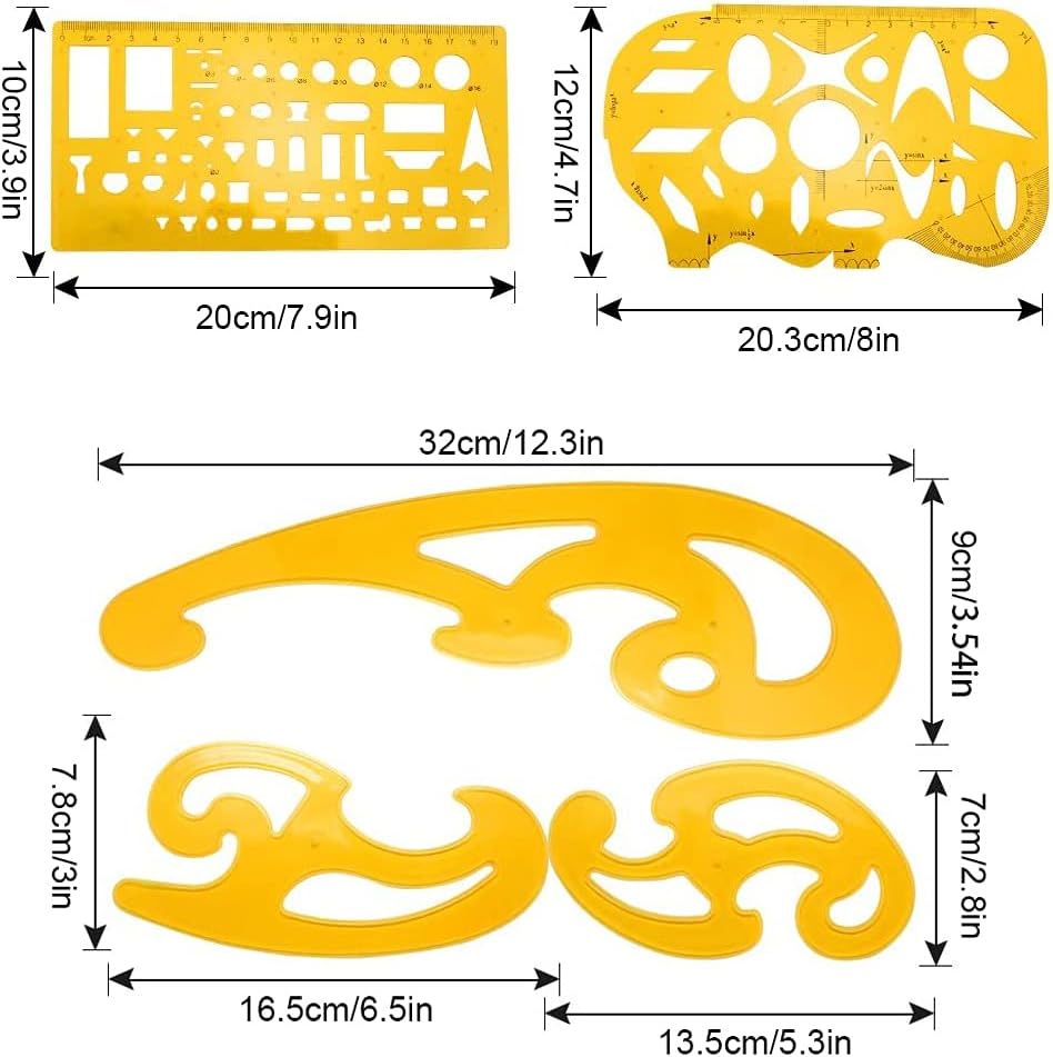 9 Pcs French Curve Template Ruler Set,Engineering Drafting Supplies ...