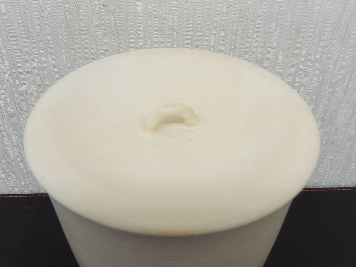 美品　京焼 小川文斎 櫛目水指 布目 茶道具 共箱付 骨董品 茶器 水差 美品 京焼 小川文斎 櫛目水指 布目 茶道具 共箱付 骨董品