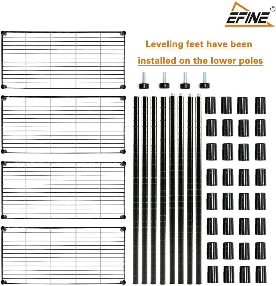 Miniatura 7 de Catalina Creations Estantería de alambre, estantes de almacenamiento de 4 estantes, metal propio, estantería de acero ajustable resistente con 4