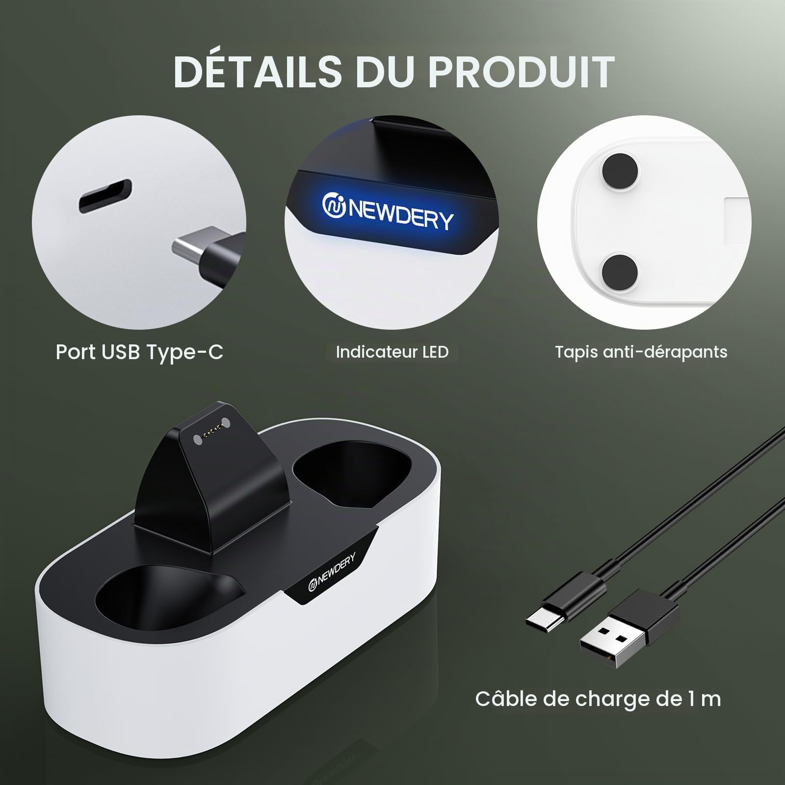 NEWDERY Station de Charge Solo pour manettes sans Fil Xbox, Station de Charge Rapide, Support de Charge Simple pour Manette Xbox One/Series X|S