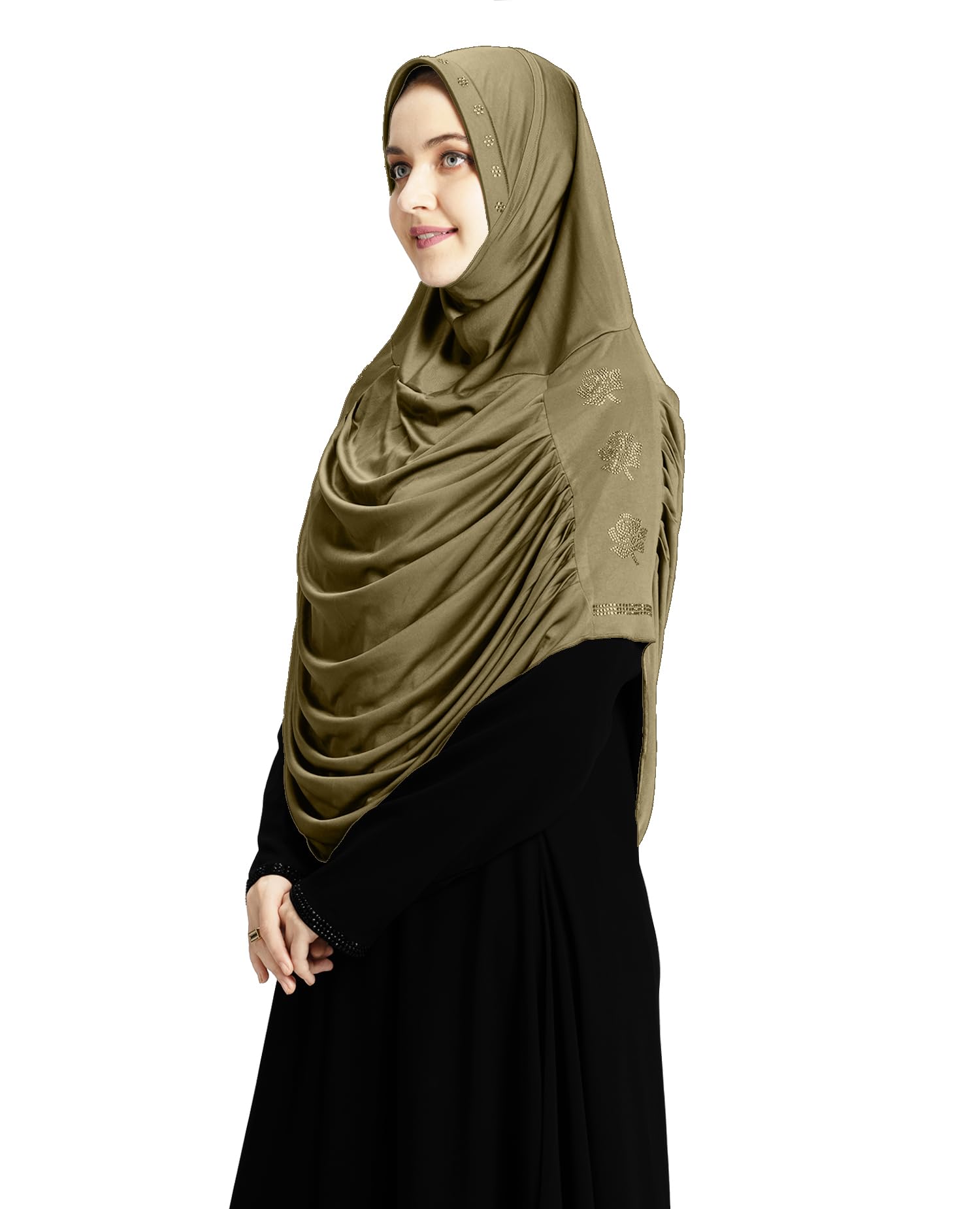 Hijab's Women's Elegant Pleated Instant Hijab with Glittering Stone Embellishments | Modest & Stylish Aasimah Hijab