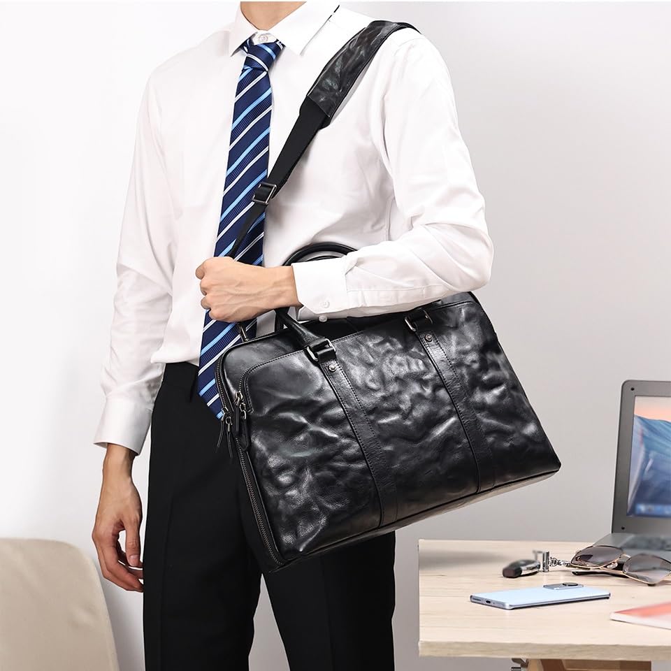 Genuine Leather Men's Briefcase for Business Office Messenger Bag Vintage Handbag Document Shoulder Bags.3