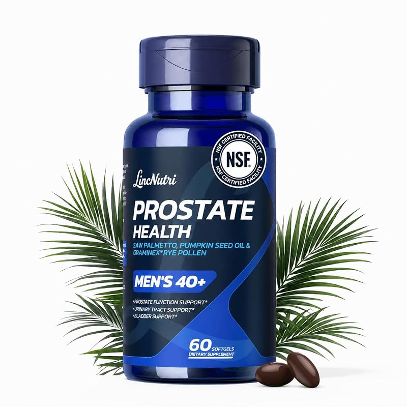 LincNutri Suplemento fitoterápico de saw palmetto com pólen de centeio, licopeno, óleo de semente de abóbora e selênio, 60 cápsulas softgel