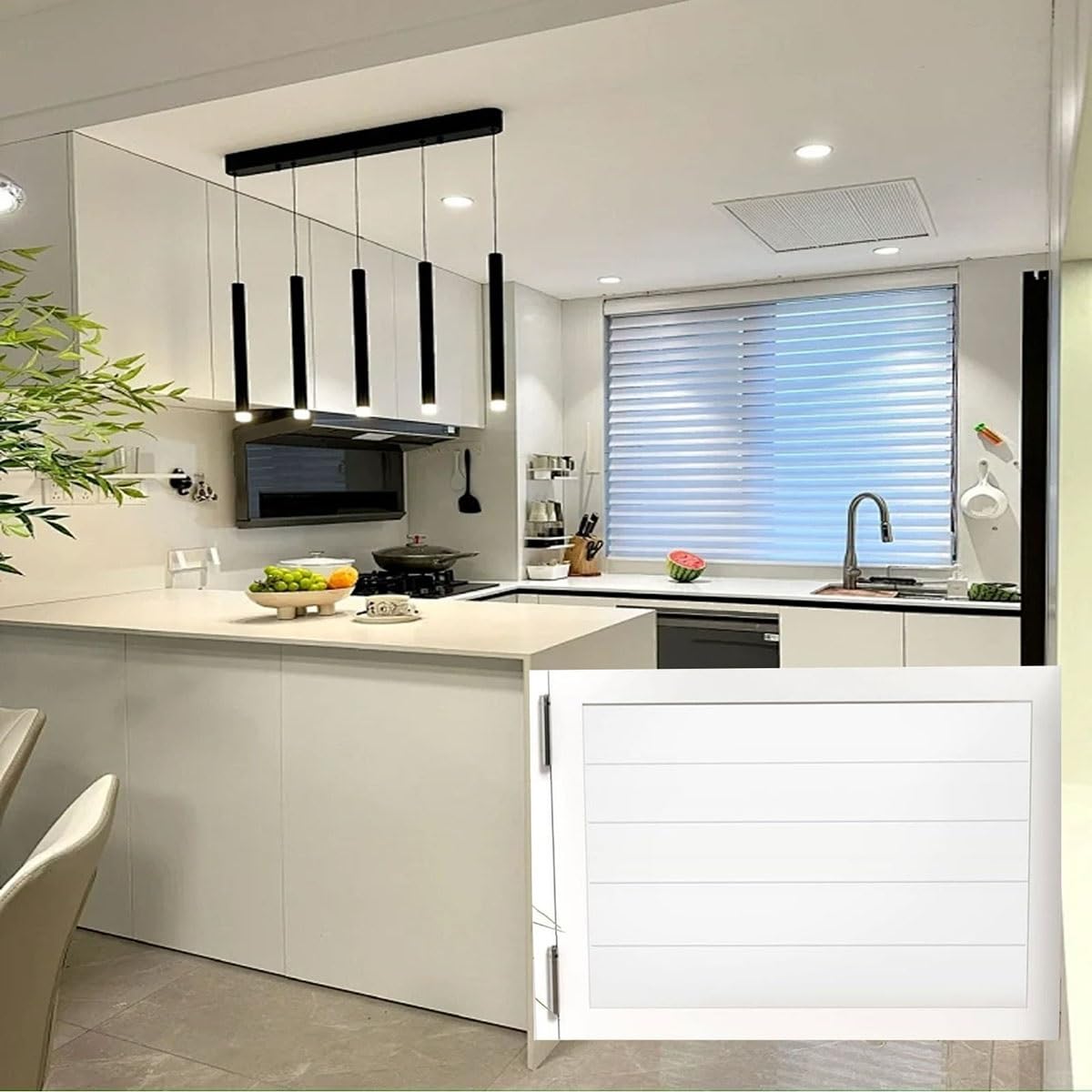 Portes battantes, portes de café, portes Séparation intérieures en bois massif, portes de grange à fermeture automatique, Style Western Demi Porte Simple pour porche(White,33.1"x35.4"(84x90cm))