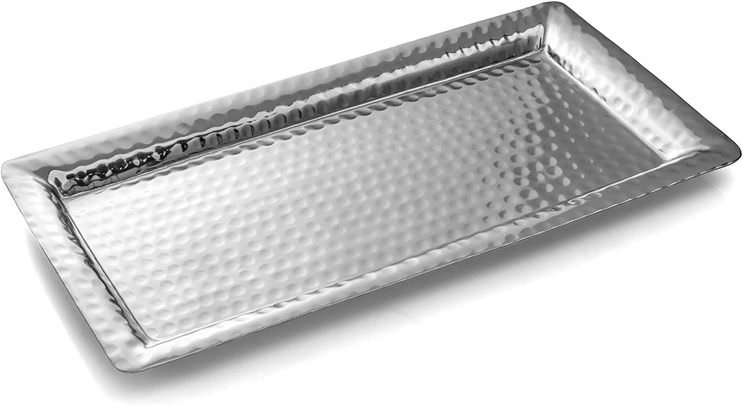 - Decorative Tray – 16-Inch Hand Hammered Nickel Finish Metal Bathroom Tray Countertop, Vanity Trays Organizer, Perfume Plate for Dresser, Kitchen Countertop Large Fruit Platter