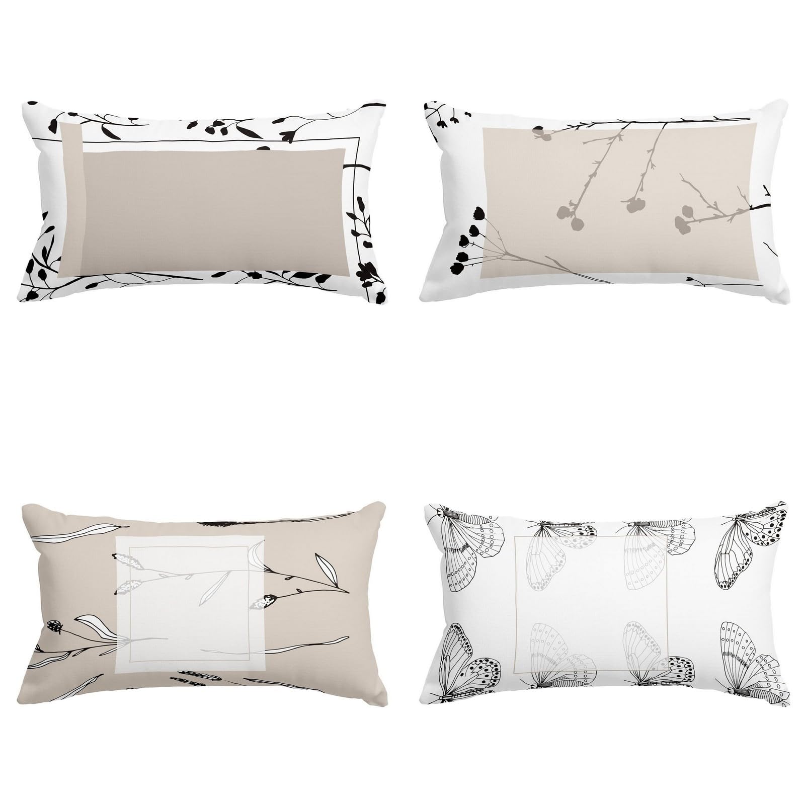 Housse de coussin 50x75 cm imperméable lot de 4 CEVAN en lin et soie