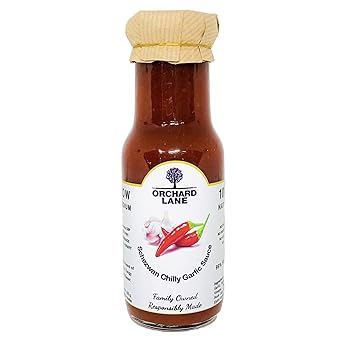 Orchard Lane Schezwan Sweet Chilly Garlic Sauce | Hot Sauce | No Preservatives or MSG | Glass bottle, zero plastic | Spicy Chutney | For Chinese, Indian, Continental dishes | 230 gram - image, photos